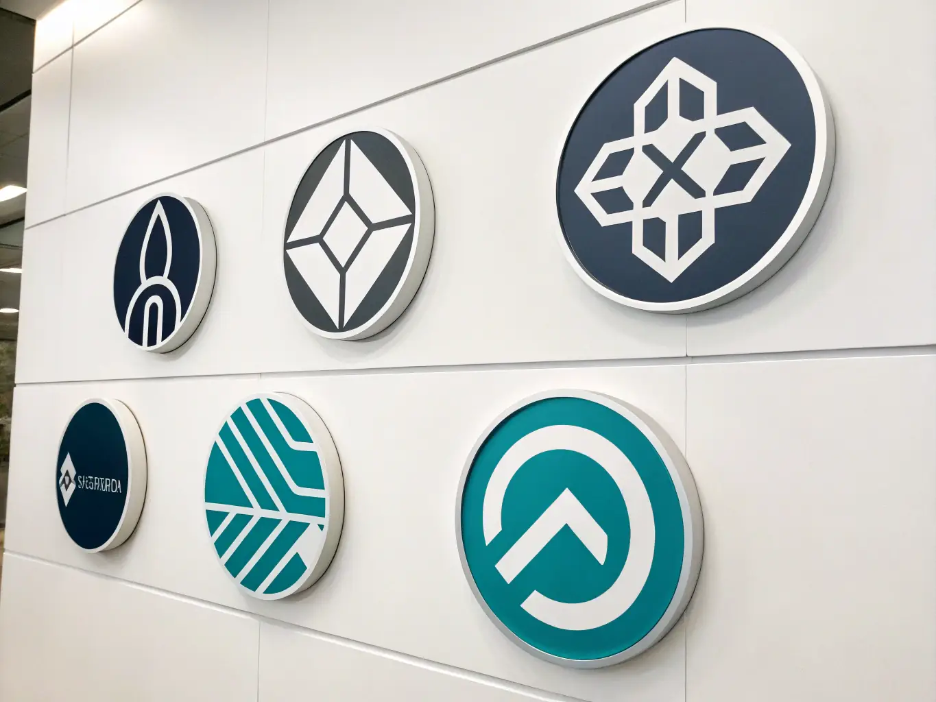 A collection of sleek, modern logo designs featuring clean lines and minimalistic aesthetics, representing Webdazzled.com's logo creation service.